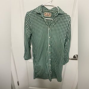 Kiel James Patrick (KJP) Green Gingham Scalloped Collar Shirt Dress in XS in EUC